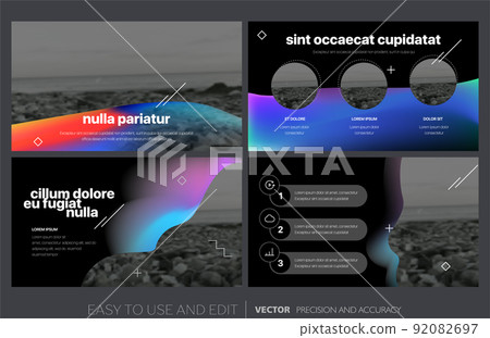 Creative presentation templates with editable design elements and infographics 92082697