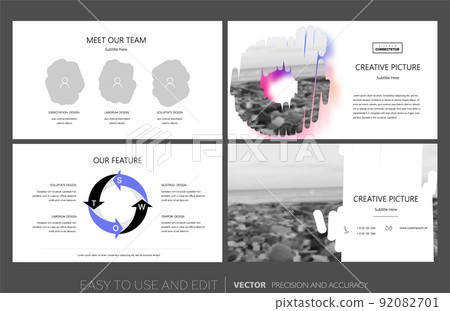 Creative presentation templates with editable design elements and infographics 92082701