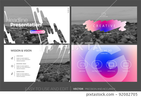 Creative presentation templates with editable design elements and infographics 92082705