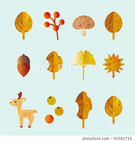 裝飾秋季動物落葉水彩模擬觸摸可愛時尚插畫素材集 裝飾秋季動物落葉水彩模擬觸摸可愛時尚插畫素材集 92082713