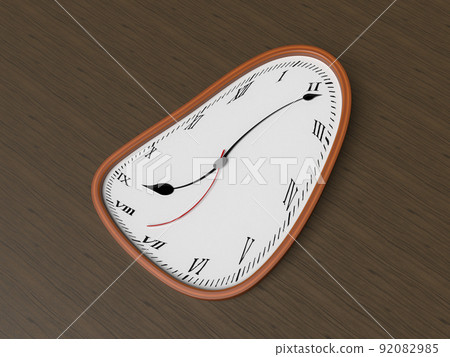 Space-time distorted clock 3D illustration 92082985