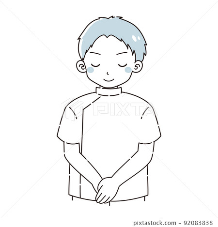 一個穿著實驗室外套的男人鞠躬的插圖 一個穿著實驗室外套的男人鞠躬的插圖 92083838