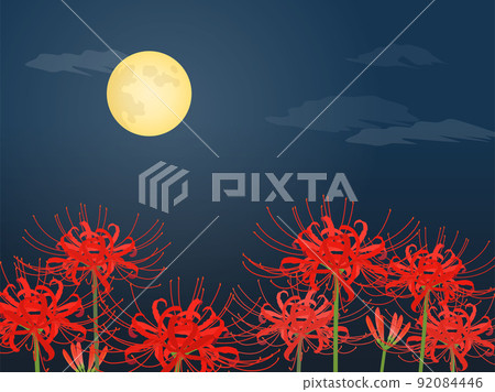 Cluster amaryllis and full moon_background 92084446