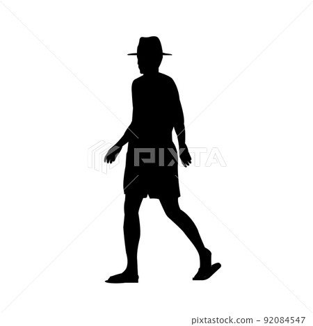 單色剪影人矢量圖（泳裝的年輕人） 92084547