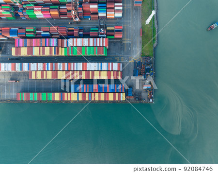 Aerial view of container terminal Aerial view of container terminal 92084746