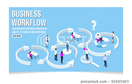 3D isometric business workflow with data Investment, Project management, business communication graphs and papers. vector illustration eps10. 3D isometric business workflow with data Investment, Project management, business communication graphs and papers. vector illustration eps10. 92085063