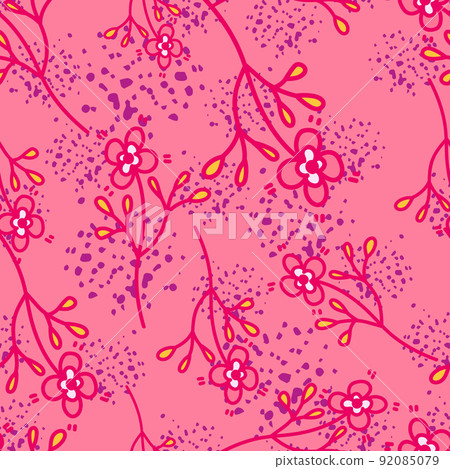 Hand drawn vintage flower seamless pattern.... - Stock Illustration ...