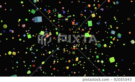 Abstract Colorful Lots of Cube Floating Around Background Abstract Colorful Lots of Cube Floating Around Background 92085843