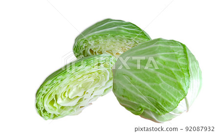 Group green cabbage isolated on white background Group green cabbage isolated on white background 92087932