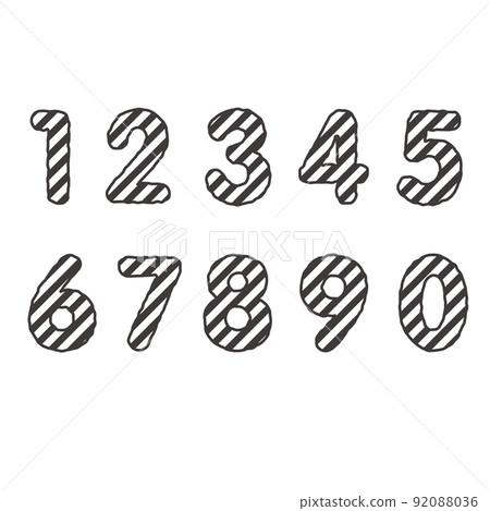 粗線和條紋數字設置黑白 粗線和條紋數字設置黑白 92088036