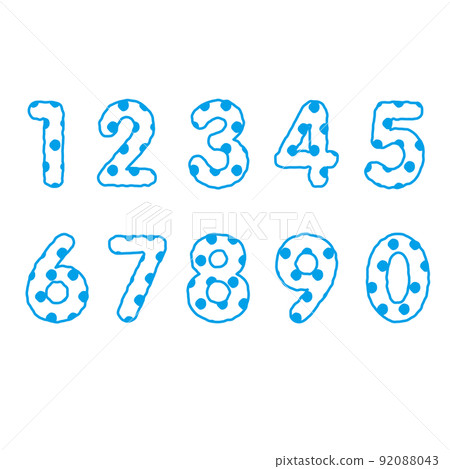 Rough line and dot pattern number set blue 92088043