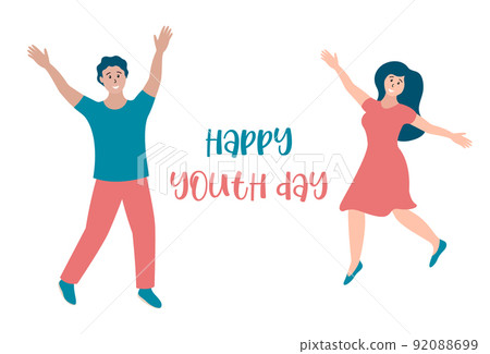 Youth day celebration. Happy young people... - Stock Illustration ...