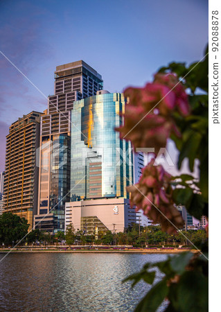 Benjakitti Park or Benchakitti forest park new design walkway in central Bangkok, Thailand 92088878