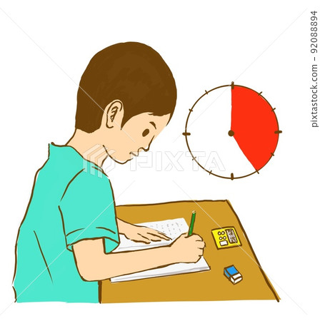 一個用計時器專心學習的男孩 92088894