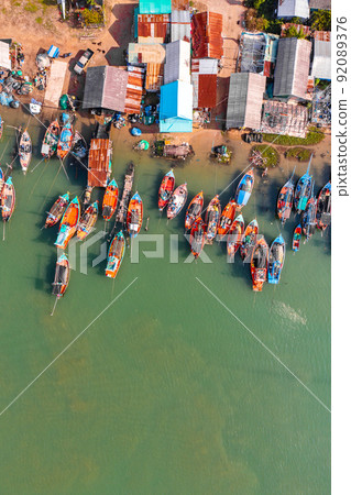 Aerial view of Pak Nam Pranburi Estuary in Prachuap Khiri Khan, Thailand 92089376