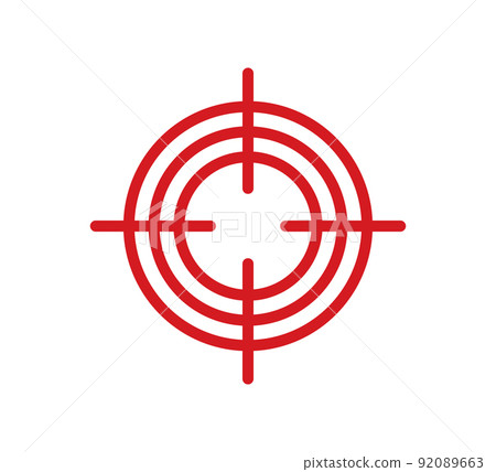Pain point icon. Pain red circle mark. Target spot symbol for medical design. Concept killer for headaches, abdominal aches. Editable stroke. Vector illustration isolated on white background 92089663