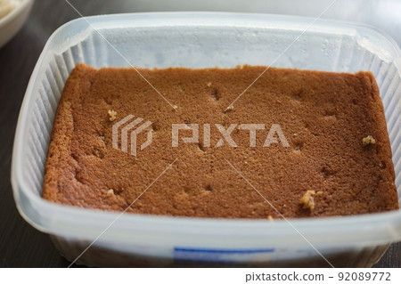 Banana Soft Cake in package . Close up 92089772