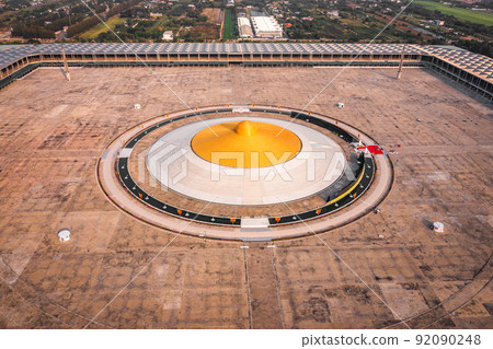 Aerial view of Wat Phra Dhammakaya temple in Pathum Thani Province north of Bangkok, Thailand. 92090248