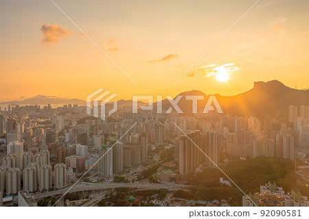 the Residential area next to Lion Rock, Hong Kong 3 May 2022 92090581