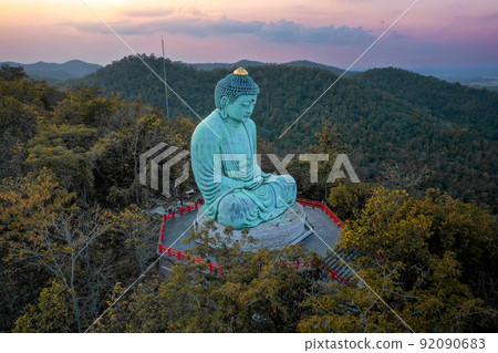 Aerial view of Wat Doi Prachan Mae Tha or Wat Phra That Doi Phra Chan in Lampang, Thailand 92090683