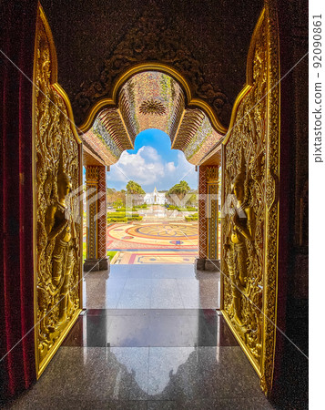 Wat Chantaram and Wat Tha Sung temple, Crystal Sanctuary 100 m long, in Uthai Thani, Thailand 92090861