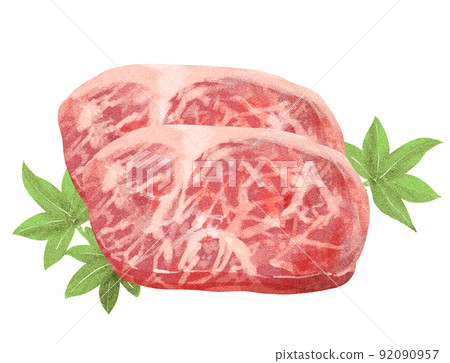 Watercolor style marbled meat Wagyu steak 92090957