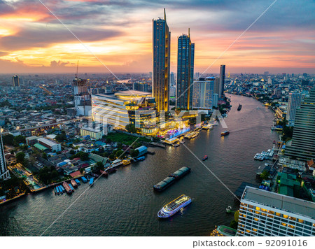 Aerial view of Icon Siam water front building in downtown Bangkok, Thailand Aerial view of Icon Siam water front building in downtown Bangkok, Thailand 92091016