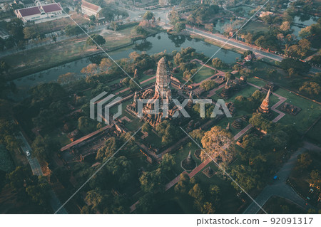 Aerial view of Wat Phra Ram ruin temple in Phra Nakhon Si Ayutthaya, Thailand Aerial view of Wat Phra Ram ruin temple in Phra Nakhon Si Ayutthaya, Thailand 92091317