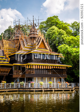 Wat Sangkhathan temple on water in Nonthaburi, Thailand Wat Sangkhathan temple on water in Nonthaburi, Thailand 92091321