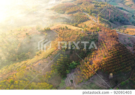 Ban Bon Na Viewpoint at sunrise with fog above Mae Chaem, Doi Inthanon national park, Chiang Mai 92091403