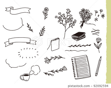 Black and white, monotone, line drawing illustrations (handwritten, fashionable, magazines, fashion, cute, speech bubbles, flowers) Black and white, monotone, line drawing illustrations (handwritten, fashionable, magazines, fashion, cute, speech bubbles, flowers) 92092594