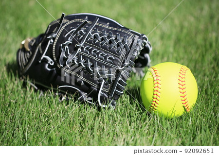 Softball and gloves Softball and gloves 92092651