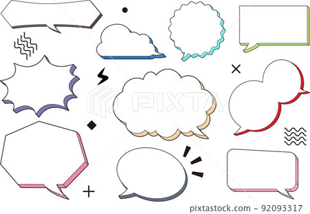 A simple and pop colorful speech bubble set. Three-dimensional 3D style material. 92093317