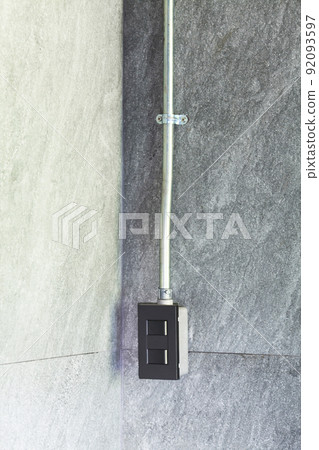 electric plug and switch loft on the wall electric plug and switch loft on the wall 92093597