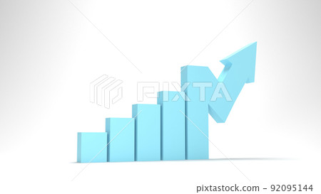 3d illustration, The Business Growth with chart rising arrow isolated with white background. 92095144