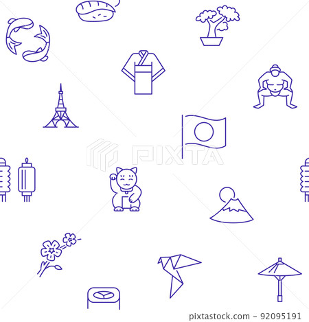 Japan seamless pattern in line style 92095191