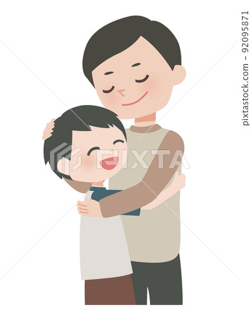 父親和兒子互相擁抱的插圖 92095871