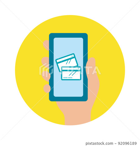 Icon_Smartphone_Hand_No main line_Credit card_Yellow back_Circle Icon_Smartphone_Hand_No main line_Credit card_Yellow back_Circle 92096189