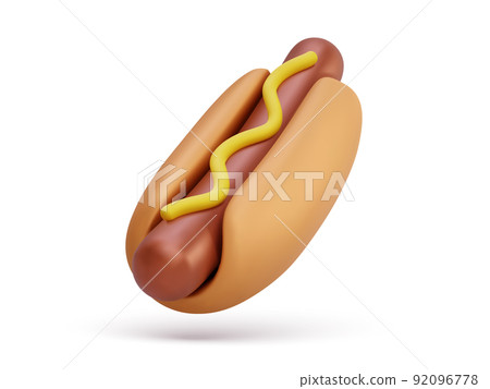 3d realistic flying hotdog with shadow isolated on white background. Vector illustration 3d realistic flying hotdog with shadow isolated on white background. Vector illustration 92096778