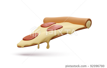 3d realistic pizza slice isolated on white background. Vector illustration 92096780