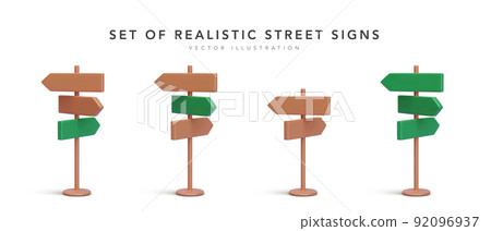 Set of 3d realistic street sign with shadow isolated on white background. Vector illustration 92096937