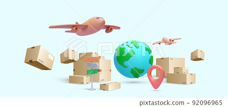Online delivery parcel service concept in 3d realistic style. Vector illustration 92096965