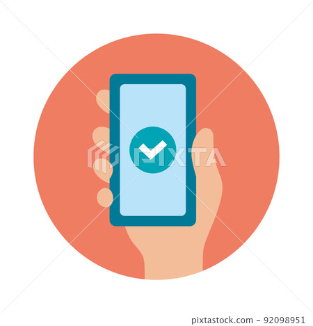 Icon_Smartphone_Hand_No main line_Check_Red back_Circle 92098951