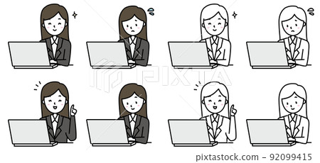 Various female poses to operate the PC Various female poses to operate the PC 92099415