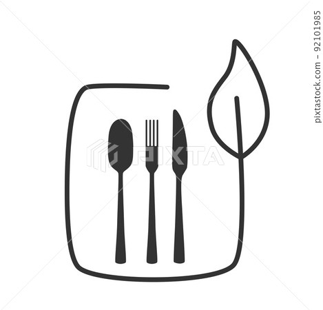 Fast food and take away eco packaging symbol for restaurant, cafe, bistro and diner. Plastic free and recyclable. Vector stock illustration isolated on white background. EPS10 92101985