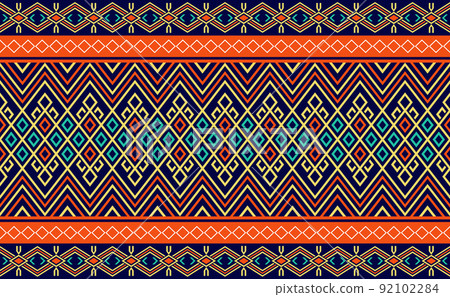 Geometric ethnic pattern, Embroidery graphic antique background, Vector endless textile for print Geometric ethnic pattern, Embroidery graphic antique background, Vector endless textile for print 92102284