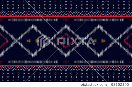 Embroidery pattern vector, Geometric ethnic fashion triangle background, Line motif retro illustration Embroidery pattern vector, Geometric ethnic fashion triangle background, Line motif retro illustration 92102300