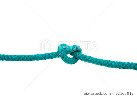 Knot on a cord isolated on a white background . Knot on a cord isolated on a white background . 92103012