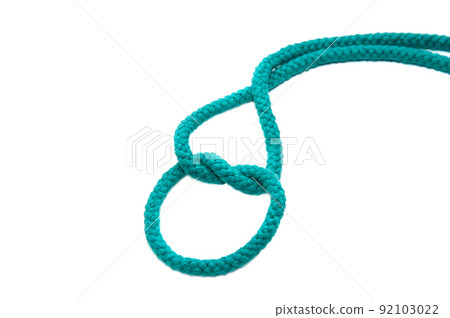 Knot on a cord isolated on a white background . Knot on a cord isolated on a white background . 92103022