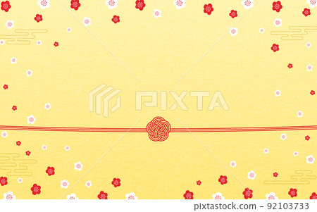Japanese style background of Mizuhiki and plum 92103733